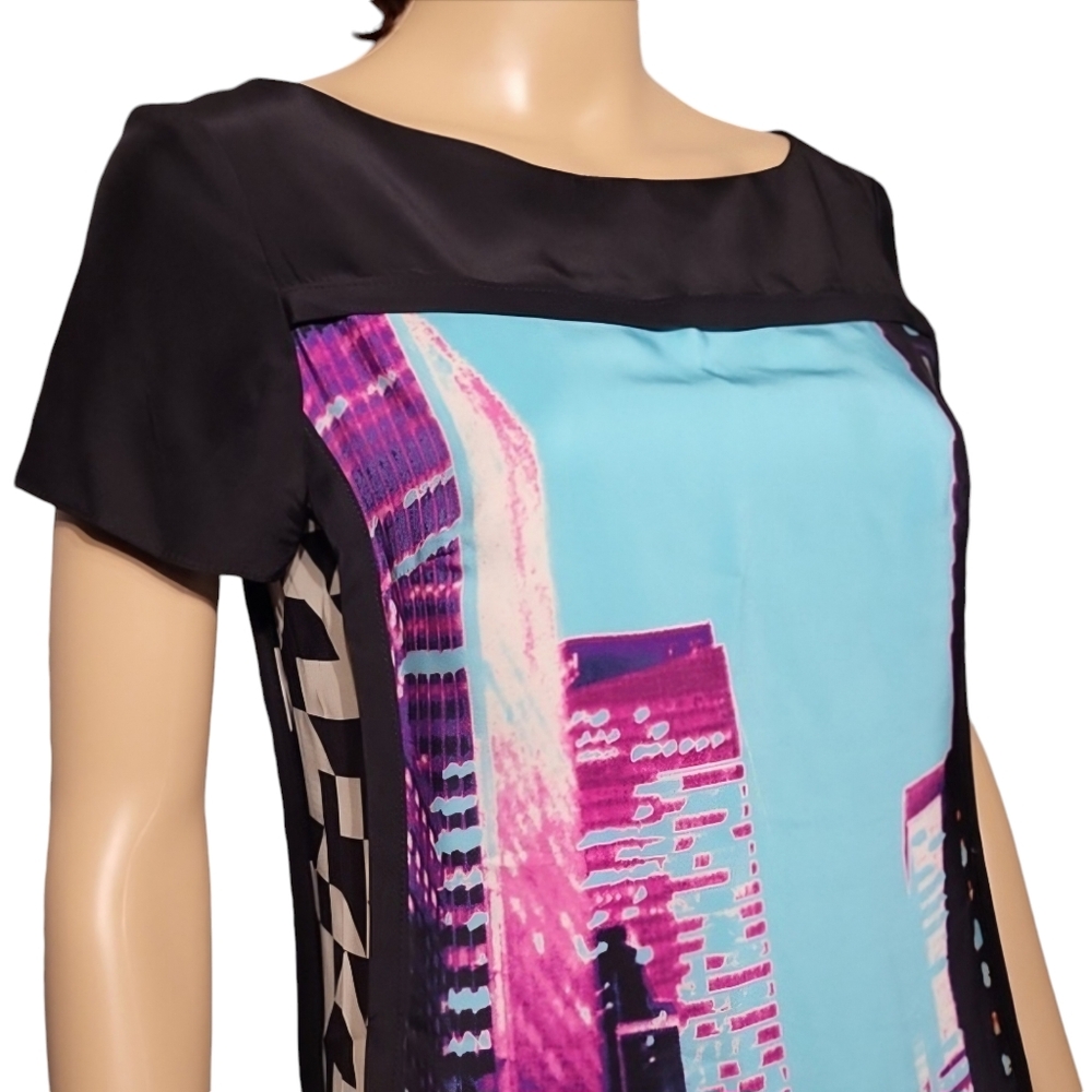Alice & Trixie 100% Silk Short-sleeved Shift Mini Dress / Sz XS / #desigual